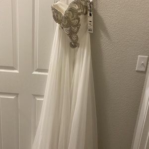 MacDuggal couture white gown